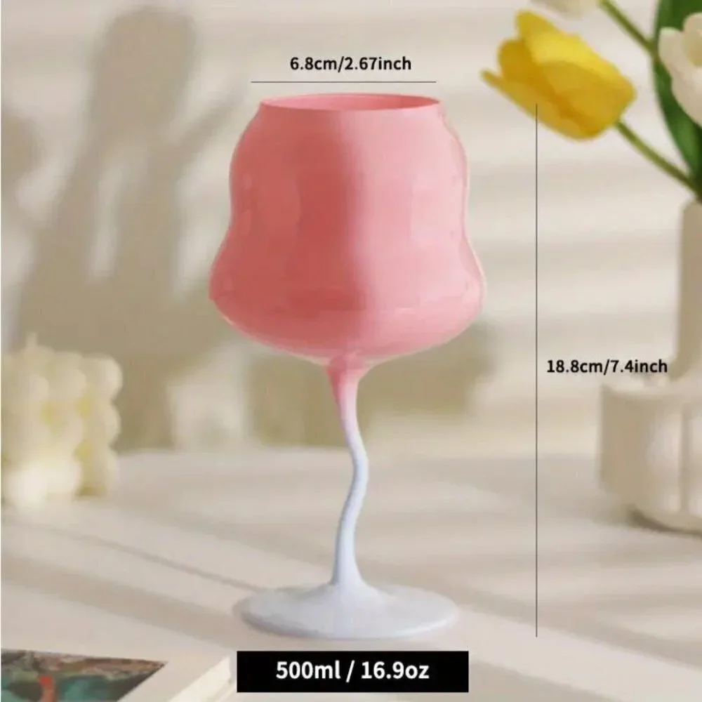 500ml/17oz Lot Of 2 Large Whiskey Macaroon Twist Red Wine Glass - Pastel Blue